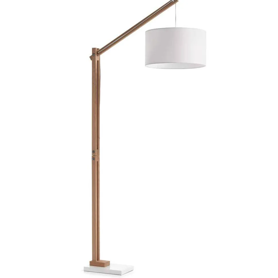 Scandi Style Stehlampe mit Stoff Schirm Weiß - Sandra