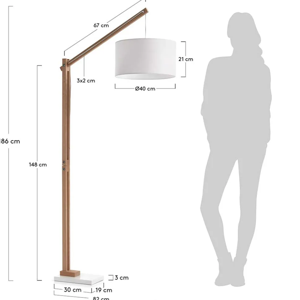 Scandi Style Stehlampe mit Stoff Schirm Weiß - Sandra