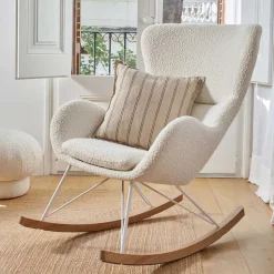 Schaukelsessel in Weiß Lammfell Optik - Lysandro