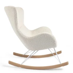 Schaukelsessel in Weiß Lammfell Optik - Lysandro