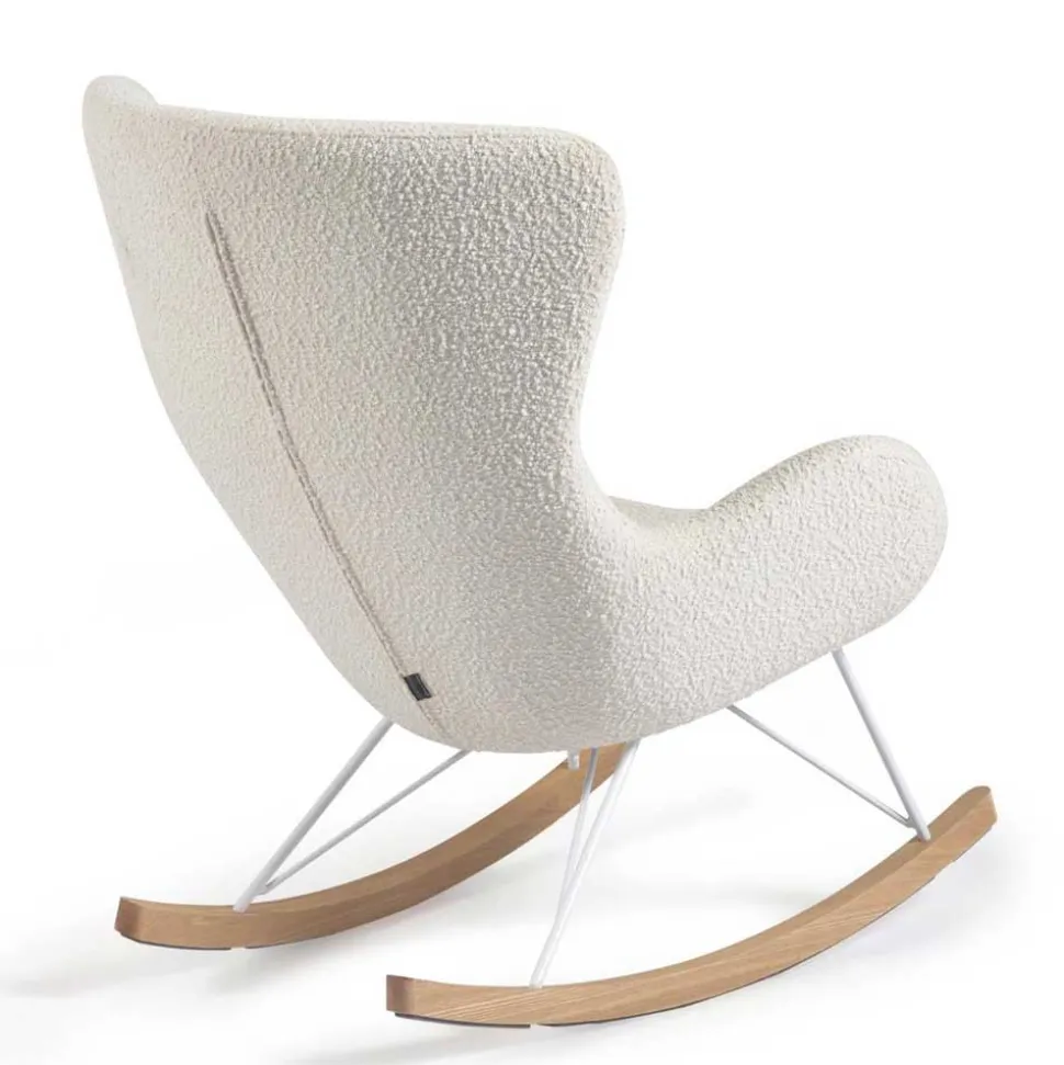 Schaukelsessel in Weiß Lammfell Optik - Lysandro