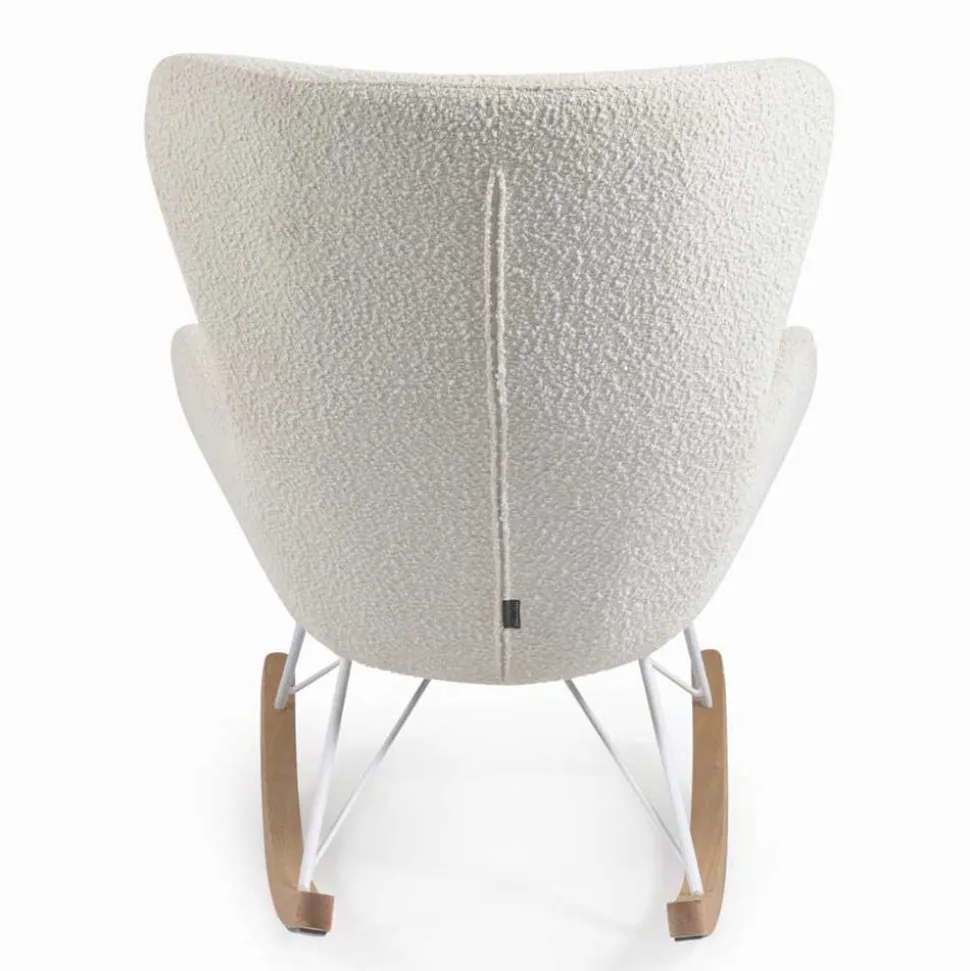 Schaukelsessel in Weiß Lammfell Optik - Lysandro