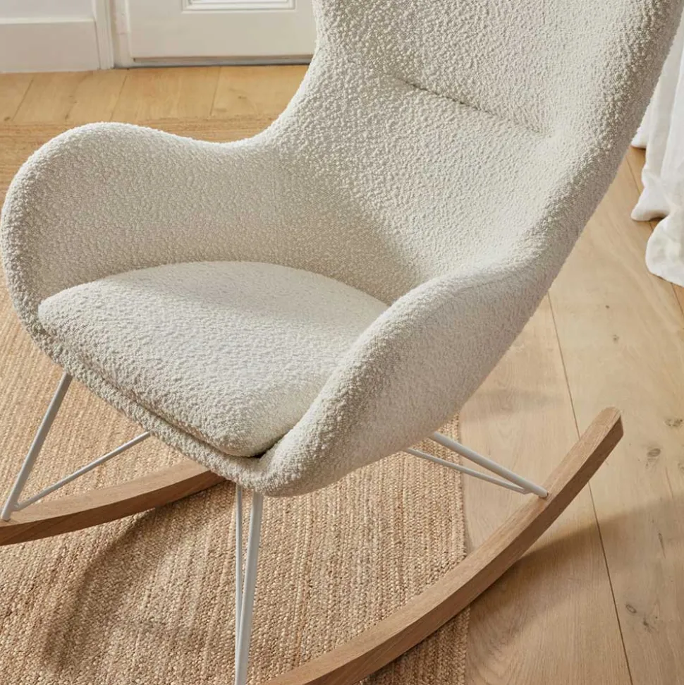 Schaukelsessel in Weiß Lammfell Optik - Lysandro