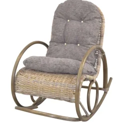 Schaukelstuhl aus graubraunem Rattan Geflecht - Tulima