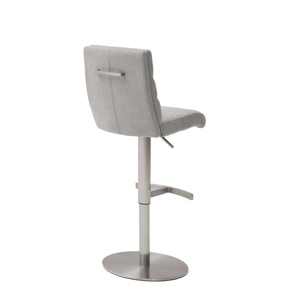 Schicker Barstuhl mit Höhenverstellung in Hellgrau Stoff Anglesio & Edelstahl