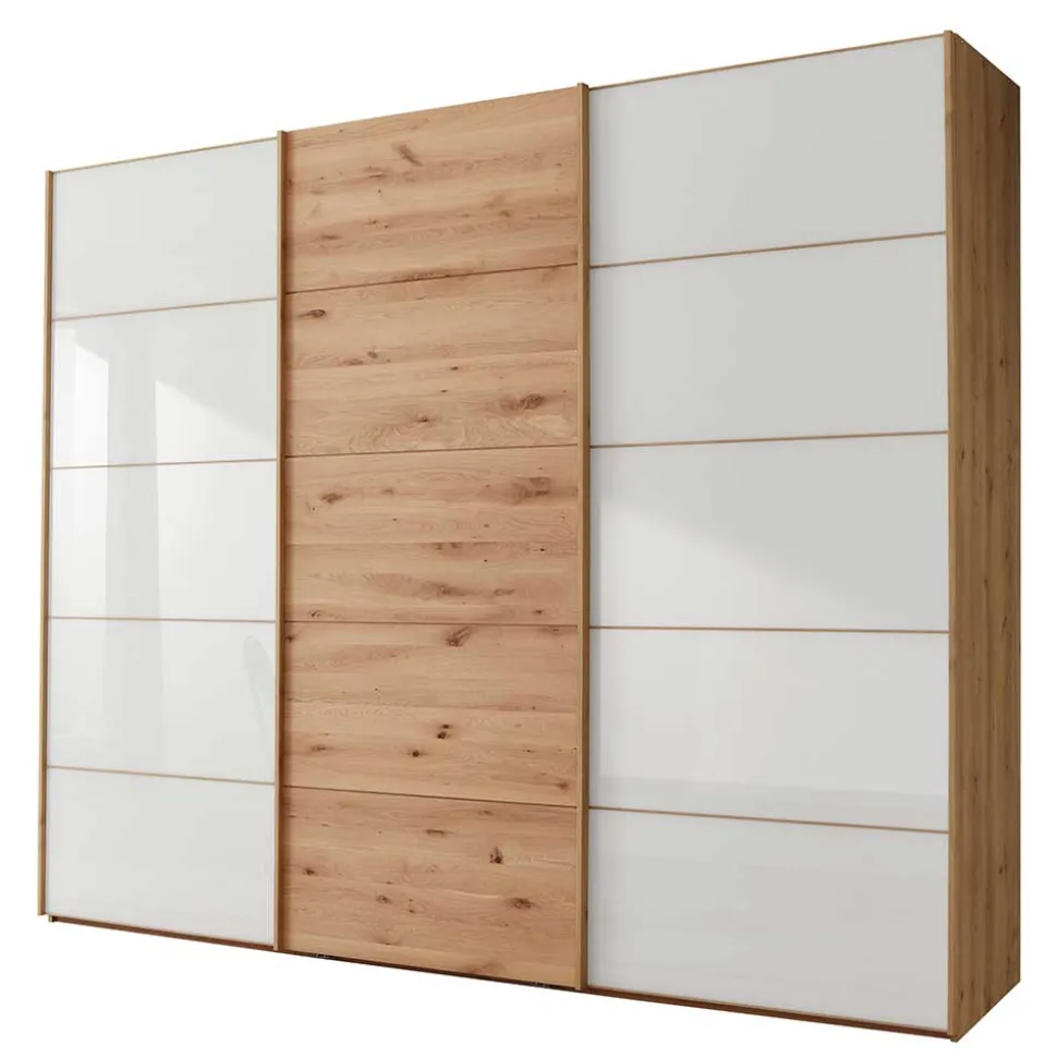 Schiebetürschrank in Weiß Glas - Crucav