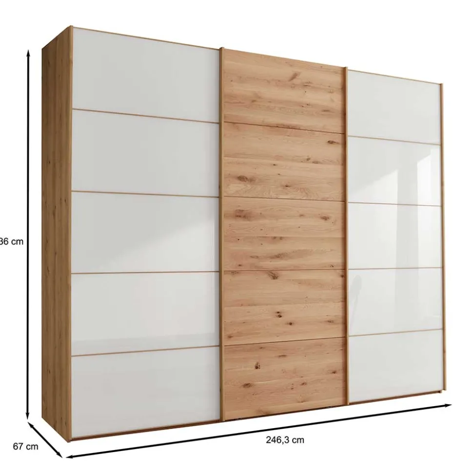 Schiebetürschrank in Weiß Glas - Crucav