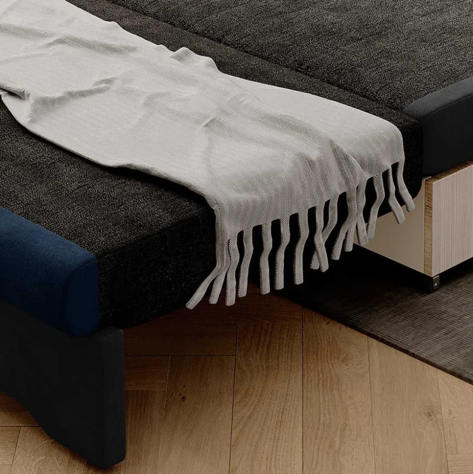 Schlafcouch in Dunkelgrau und Dunkelblau - Cartoon