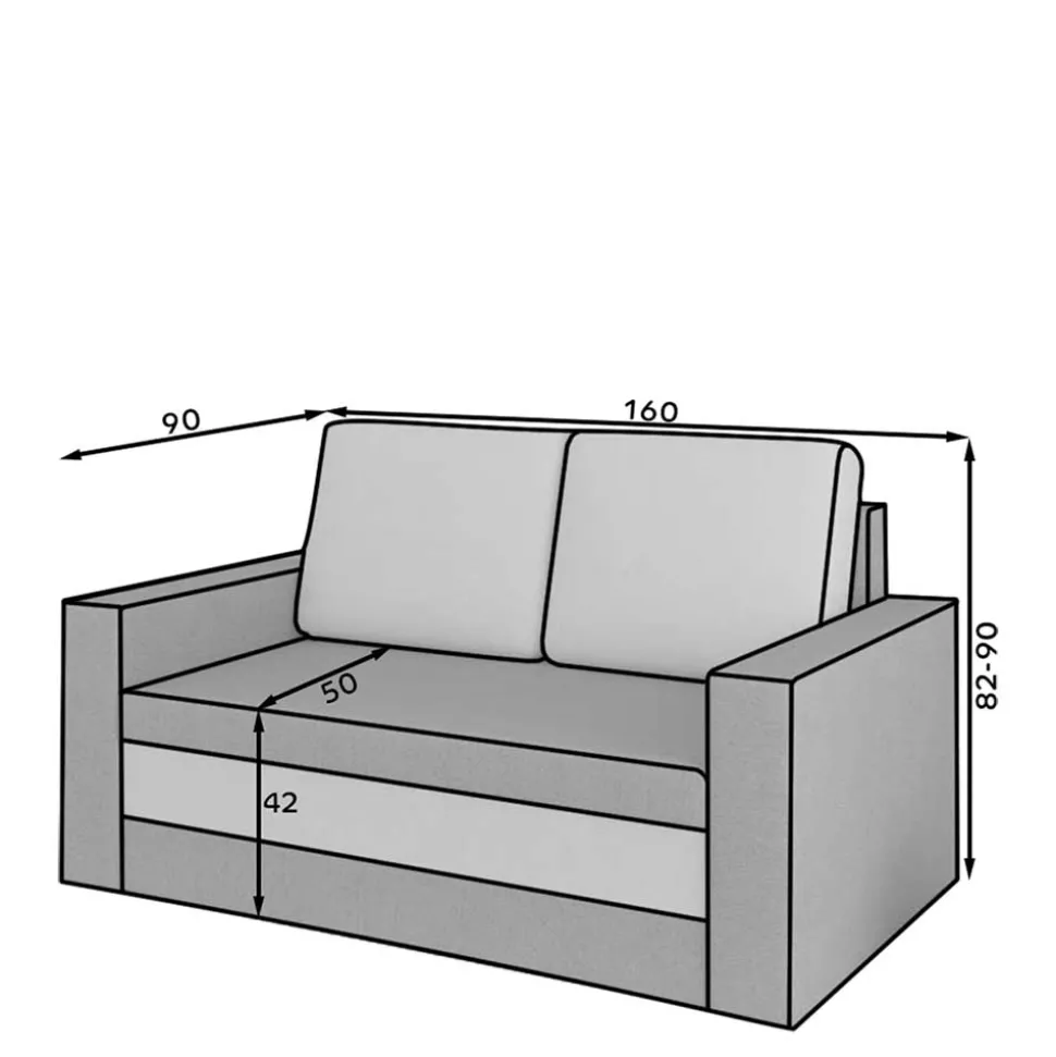 Schlafcouch in Hellgrau Chenille - Ronny