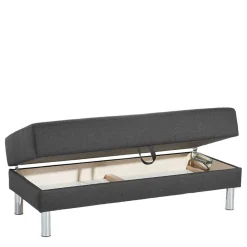 Schlaf-Ecksofa & Hocker in Dunkelgrau - Speccia (zweiteilig)