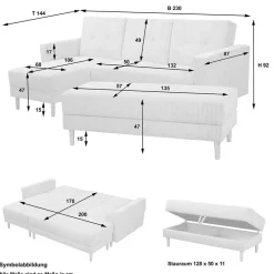 Schlaf-Ecksofa & Hocker in Dunkelgrau - Speccia (zweiteilig)
