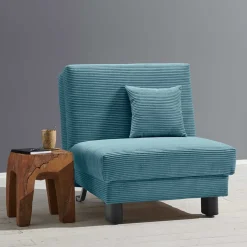 Schlafsessel in Petrol aus Cord - Geraldo