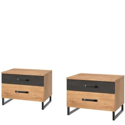 Schlafzimmer in Plankeneiche & Schwarzgrau - Bram (vierteilig)