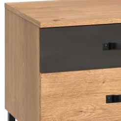 Schlafzimmer in Plankeneiche & Schwarzgrau - Bram (vierteilig)