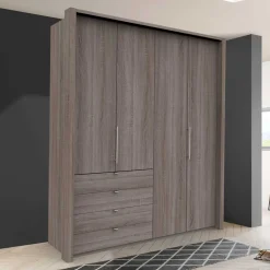 Schlafzimmer Kleiderschrank in Eiche dunkel - Crenba