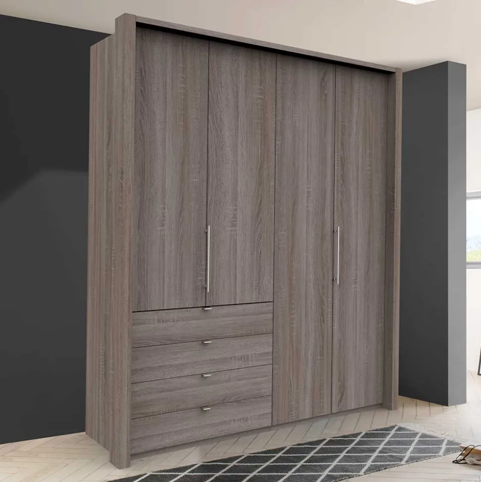 Schlafzimmer Kleiderschrank in Eiche dunkel - Crenba