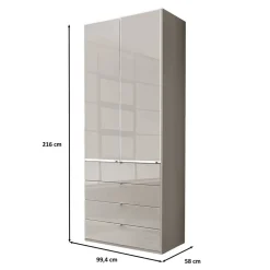 Schlafzimmer Kombi-Schrank in Hellgrau - Nucina