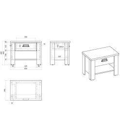 Schlafzimmer mit 140x200 Bett Set - Naiavio (fünfteilig)