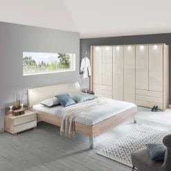 Schlafzimmermöbel Set mit LED Licht - Rativian (vierteilig)