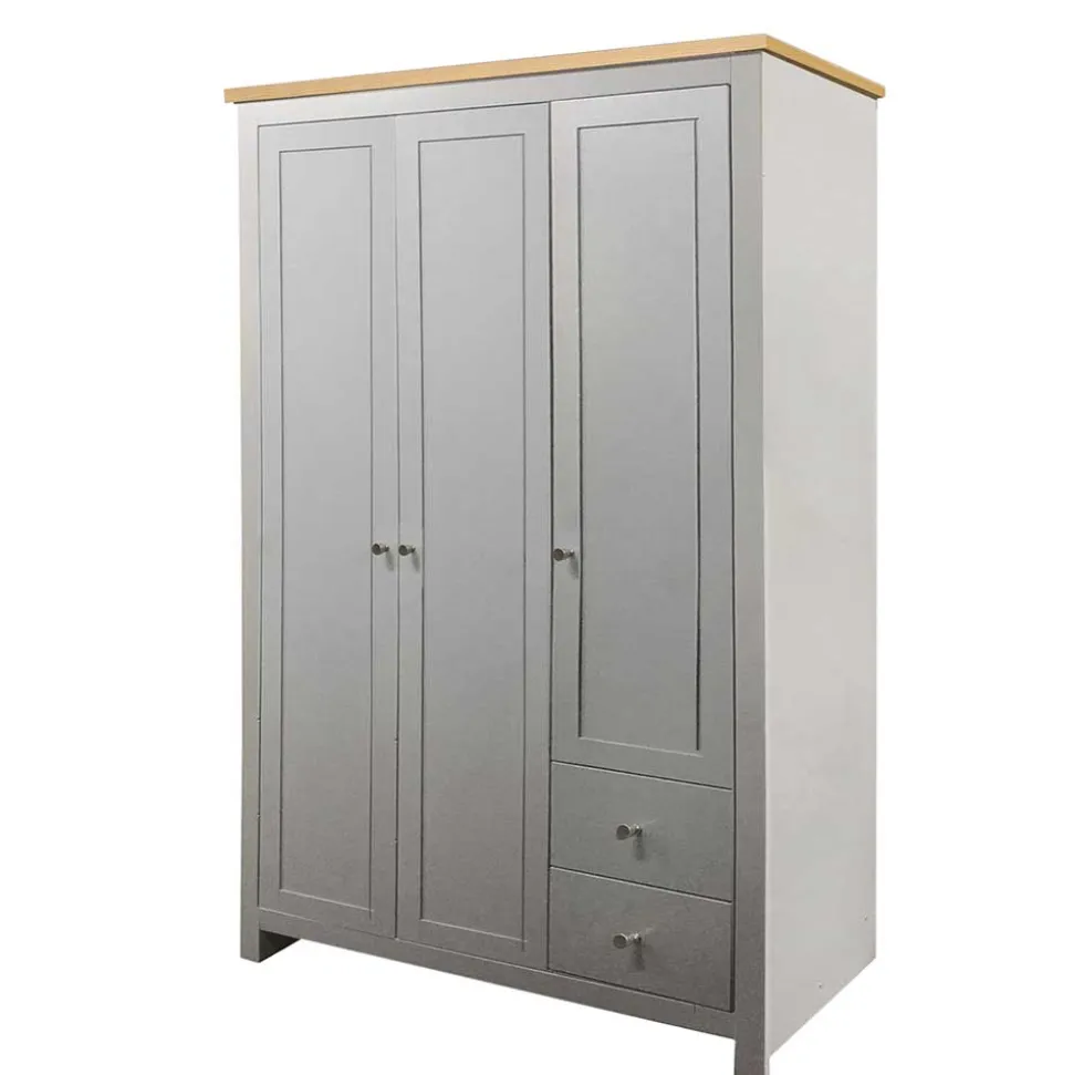 Schlafzimmerschrank in Grau & Eichefarben - Poliesti