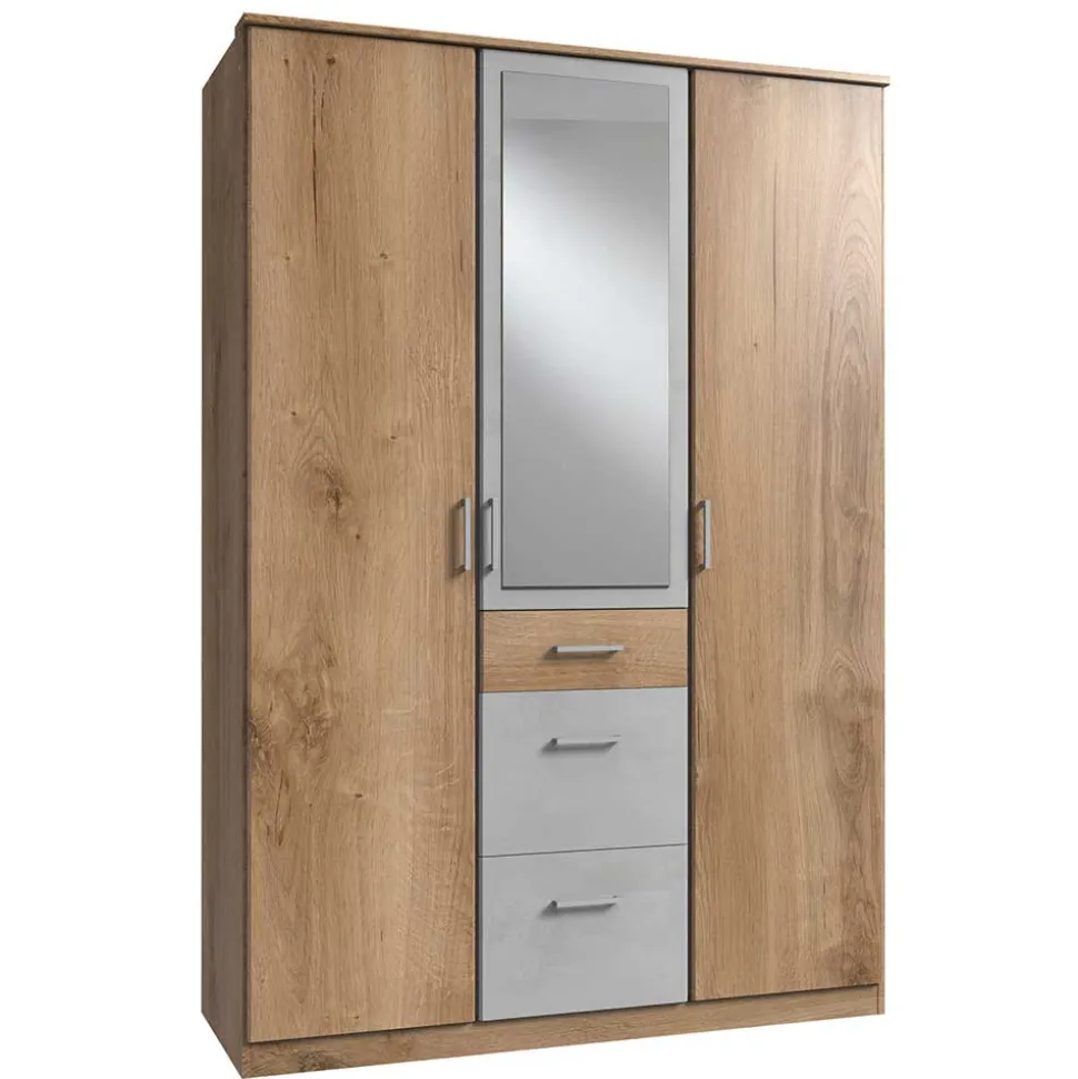 Schlafzimmerschrank in Plankeneiche & Lichtgrau - Anca