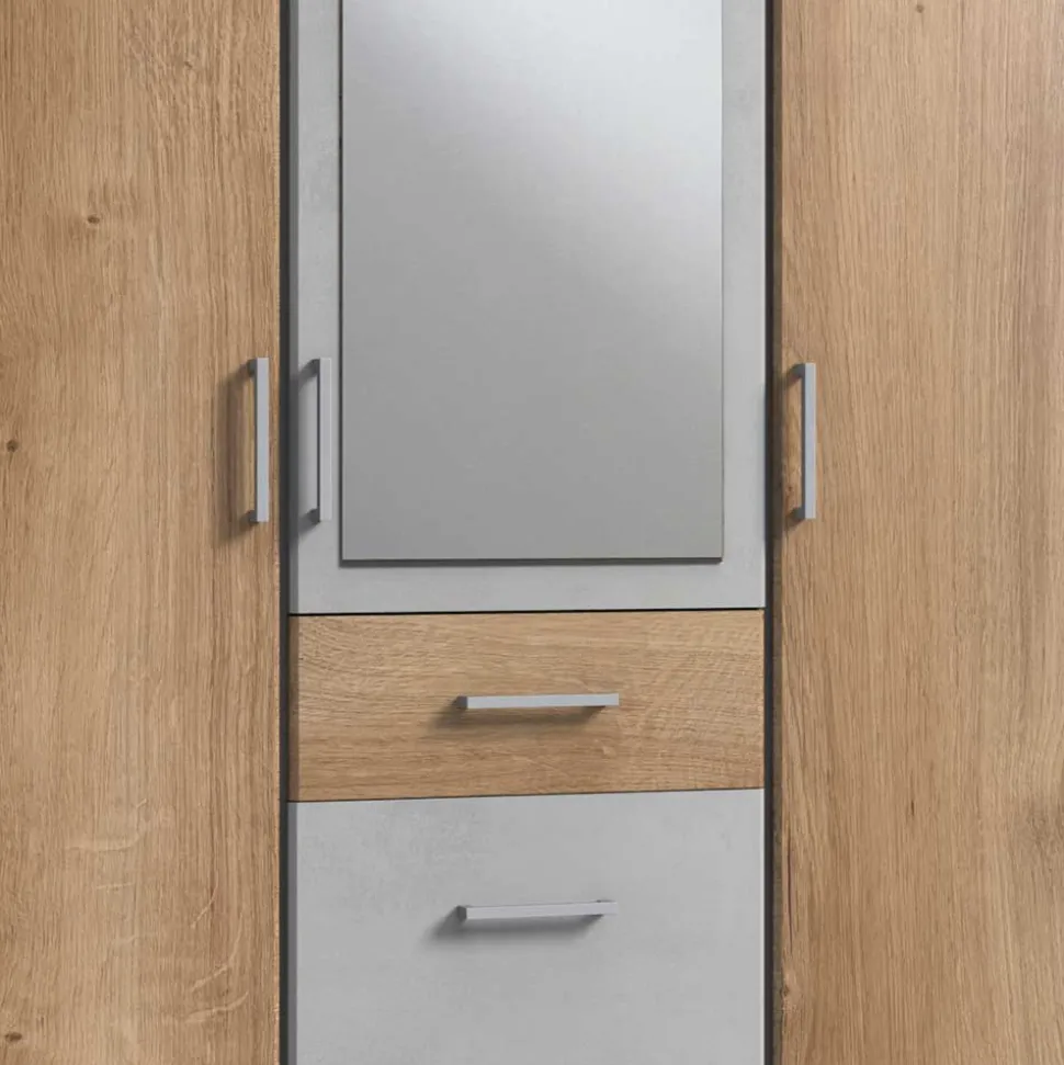 Schlafzimmerschrank in Plankeneiche & Lichtgrau - Anca