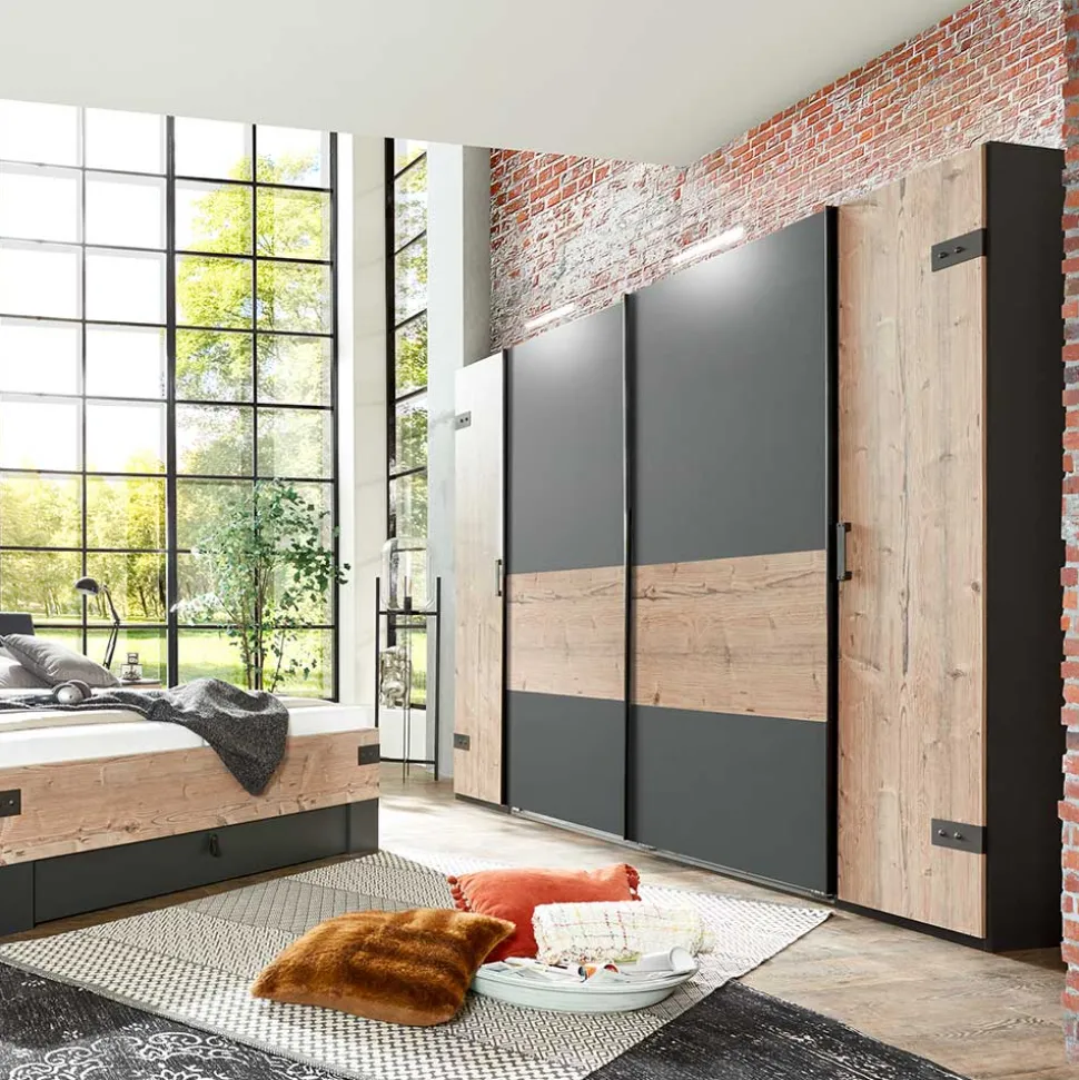 Schlafzimmerschrank in Tanne Holzdekor - Ardila