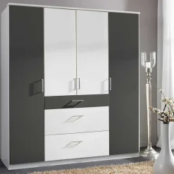 Schlafzimmerschrank in Weiß und Dunkelgrau - Vanila
