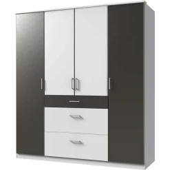 Schlafzimmerschrank in Weiß und Dunkelgrau - Vanila