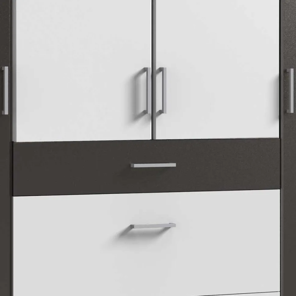 Schlafzimmerschrank in Weiß und Dunkelgrau - Vanila