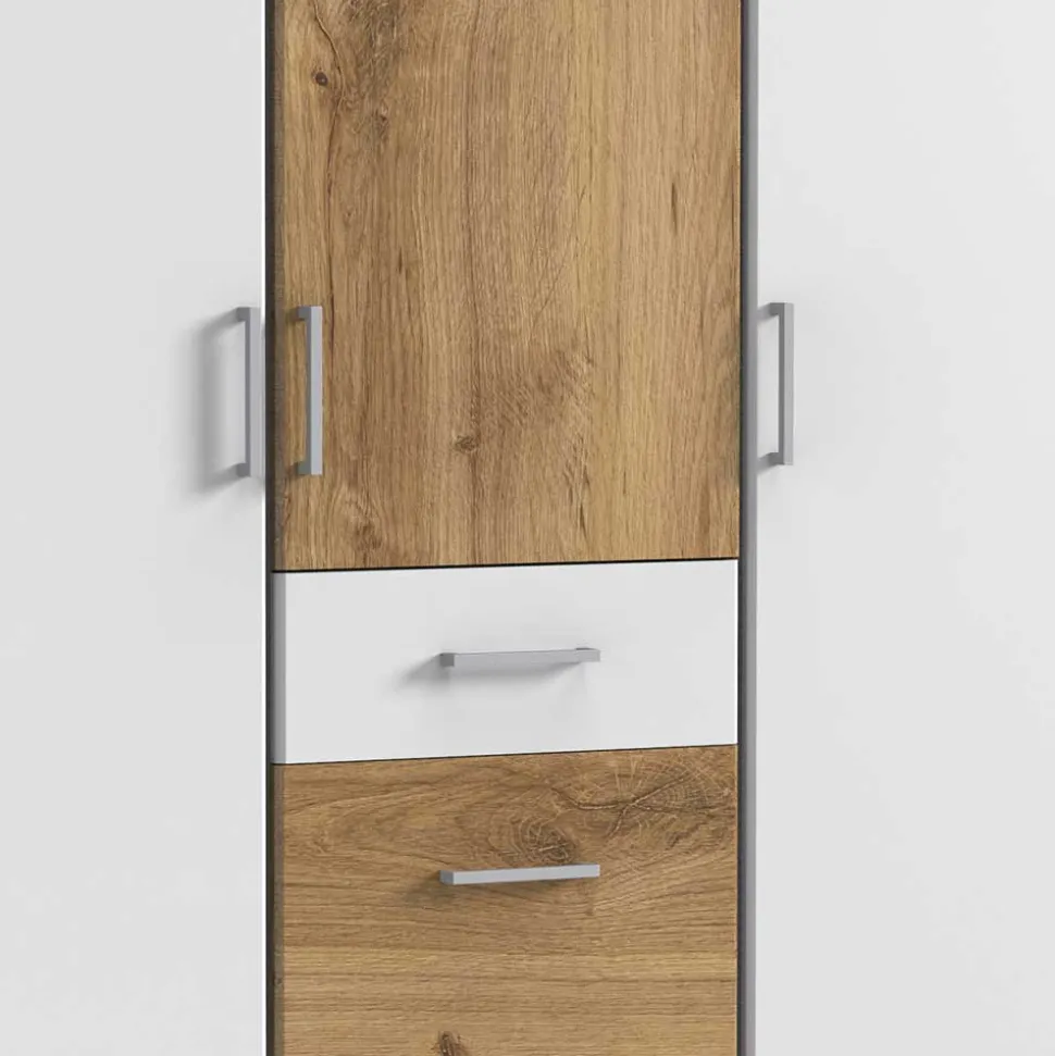 Schlafzimmerschrank in Weiß & Plankeneiche Dekor - Calassina I