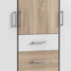 Schlafzimmerschrank in Weiß mit Eiche Sägerau - Magdelan