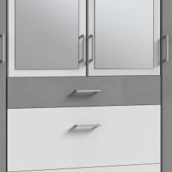 Schlafzimmerschrank in Weiß & Lichtgrau Betonoptik - Karimos