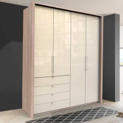 Schlafzimmerschrank mit 2 Falttüren und 4 Schubkästen - Rativian