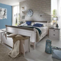 Schlafzimmerset Lando in Weiß Grau Landhaus (vierteilig)