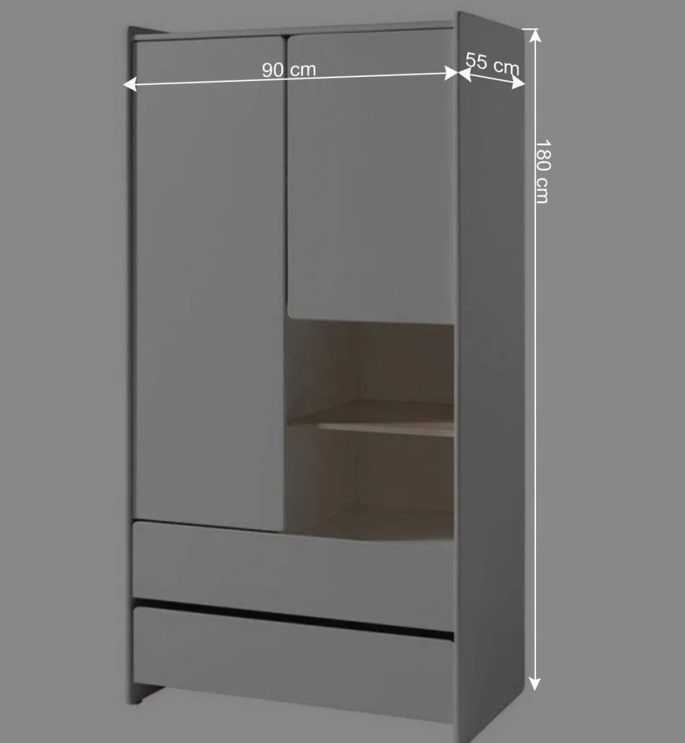 Schlichter Kinder Kleiderschrank in Weiß - Mauricia