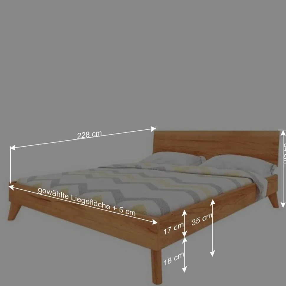 Schlichtes Holz Bett in Überlänge 220cm - Junola