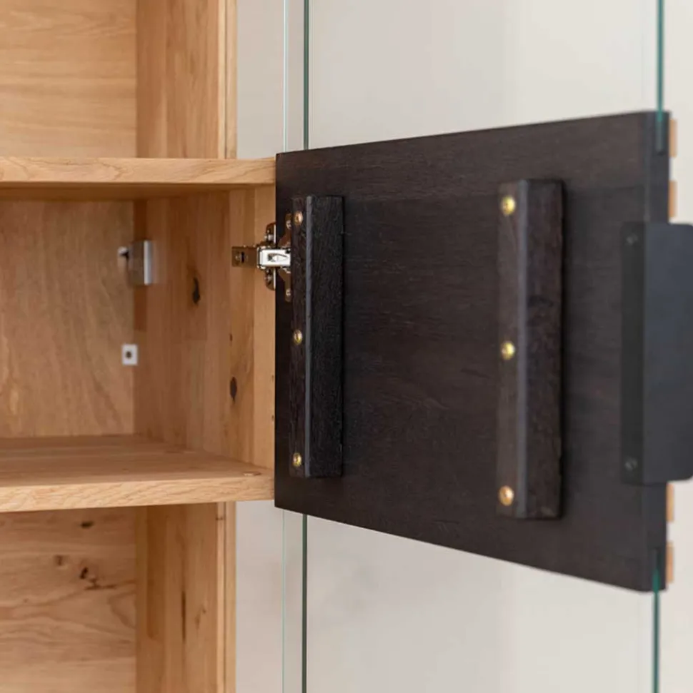 Schmale Massivholz Vitrine mit LED Beleuchtung - Eribella