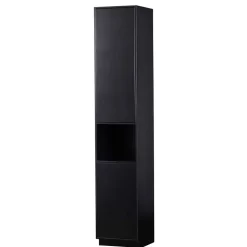 Schmaler Hochschrank in Schwarz Kiefernholz teilmassiv - Niwidus