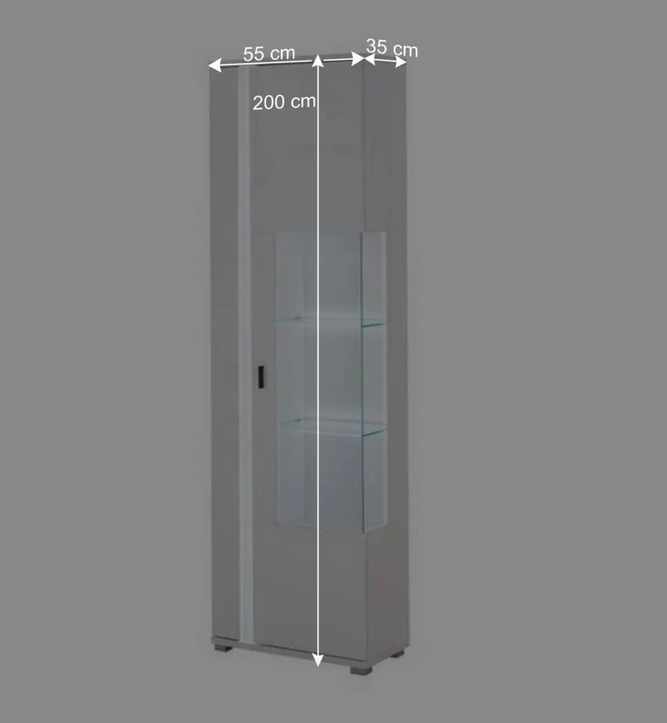 Schmaler Vitrinenschrank mit LED Beleuchtung - Tirol