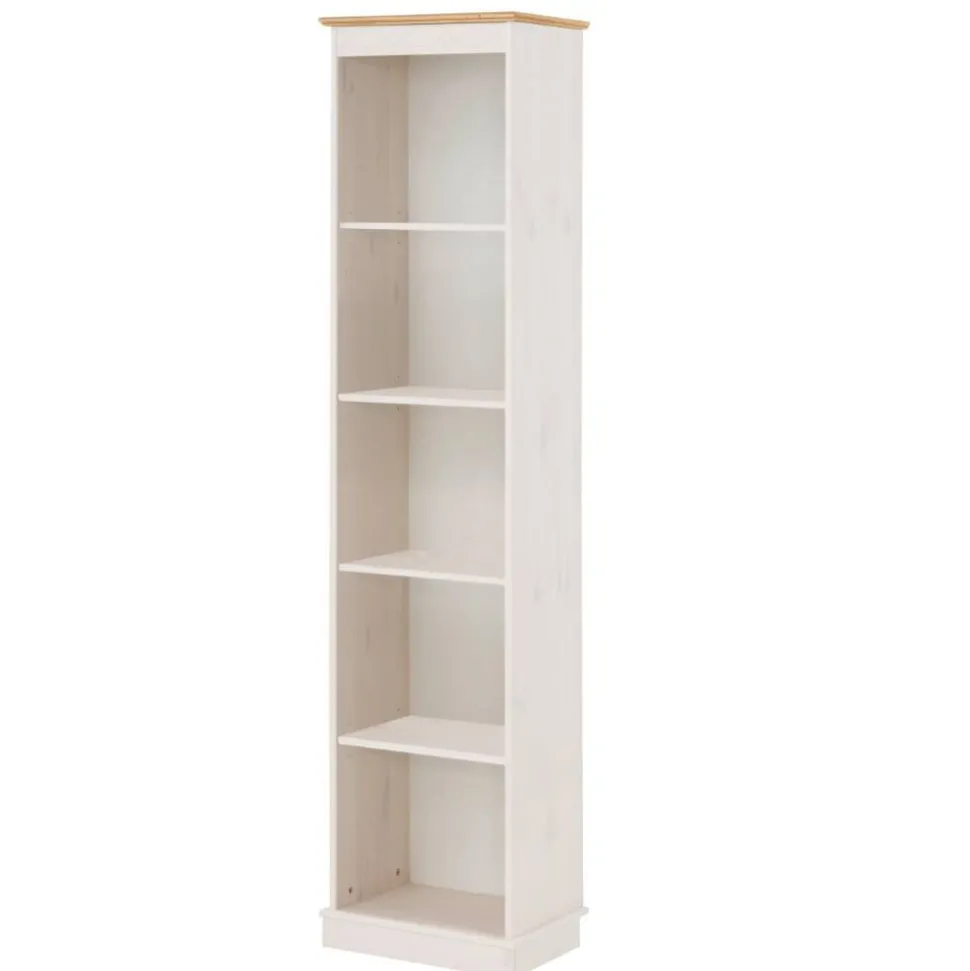 Schmales Regal in Weiß und Honigfarben - Zentra