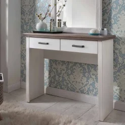Schminktisch Konsole Izarella in Weiß und Taupe