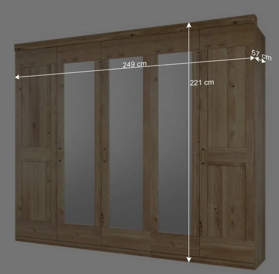 Schrank fürs Schlafzimmer 5-türig - 3 Spiegel - Zamron