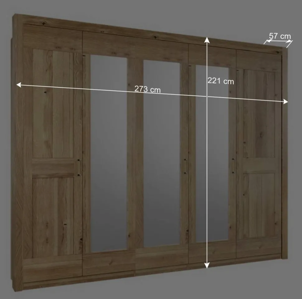 Schrank fürs Schlafzimmer 5-türig - 3 Spiegel - Zamron