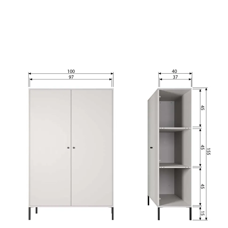 Schrank in Hellgrau und Schwarz - Aturin