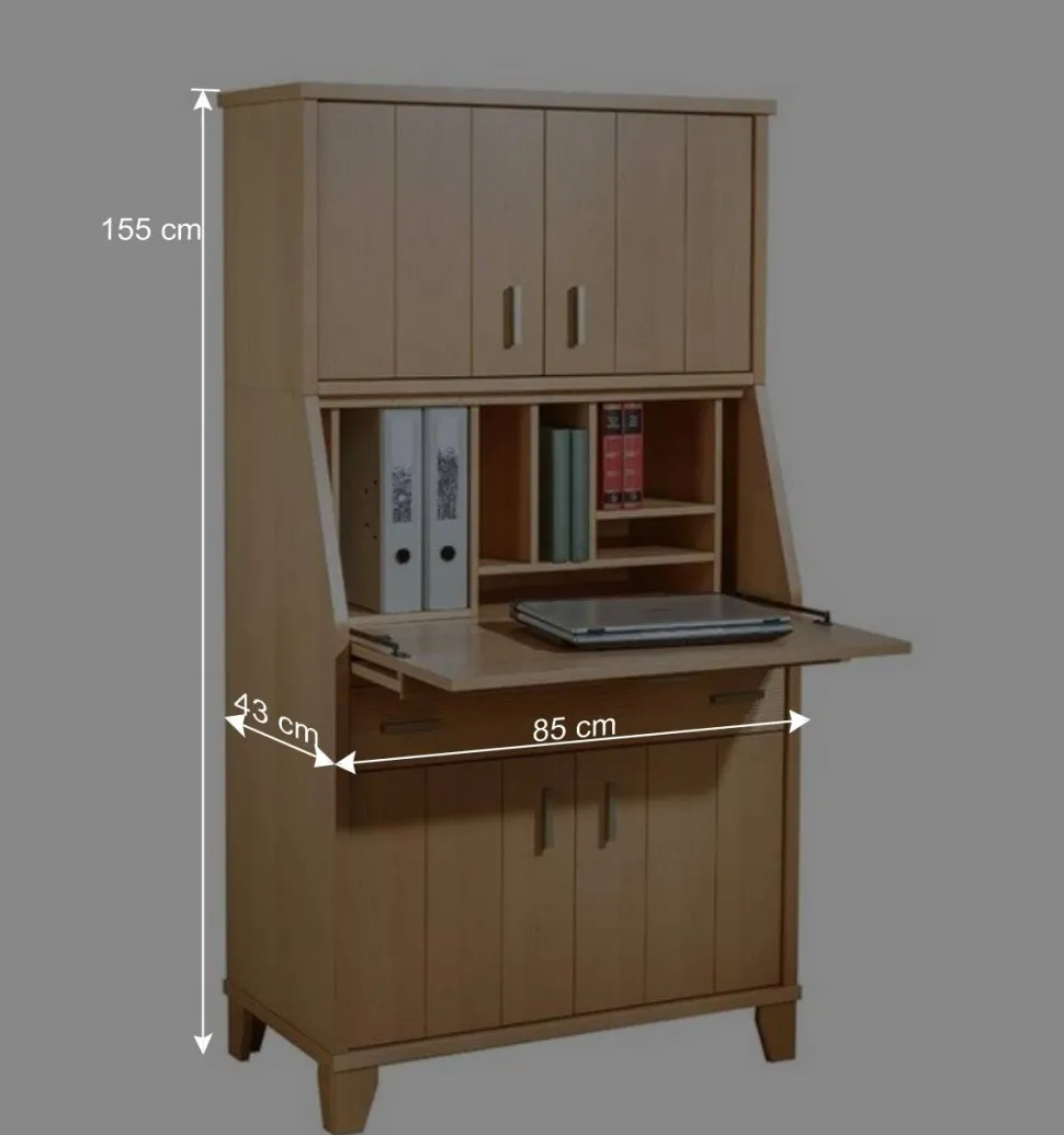 Schrank mit Schreibklappe in Buche Natur - Lidoral