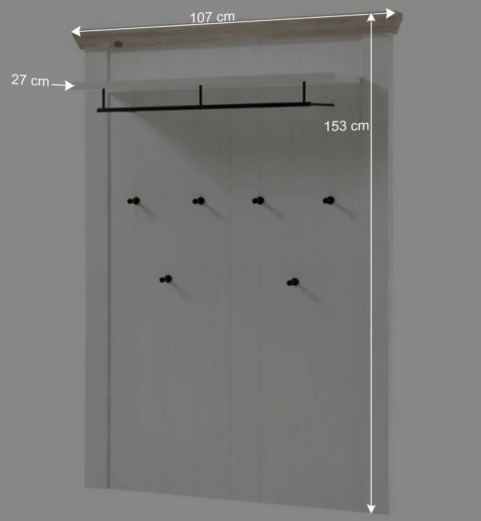 Schrank mit Spiegeltür & Garderobe - Nedita (dreiteilig)