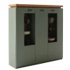 Schrank Vitrine in Graugrün und Eiche - Kwin