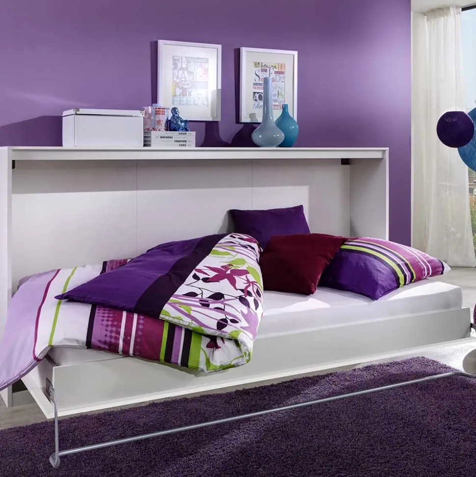 Schrankbett in Weiß aus Metall mit Matratze - Dynamic