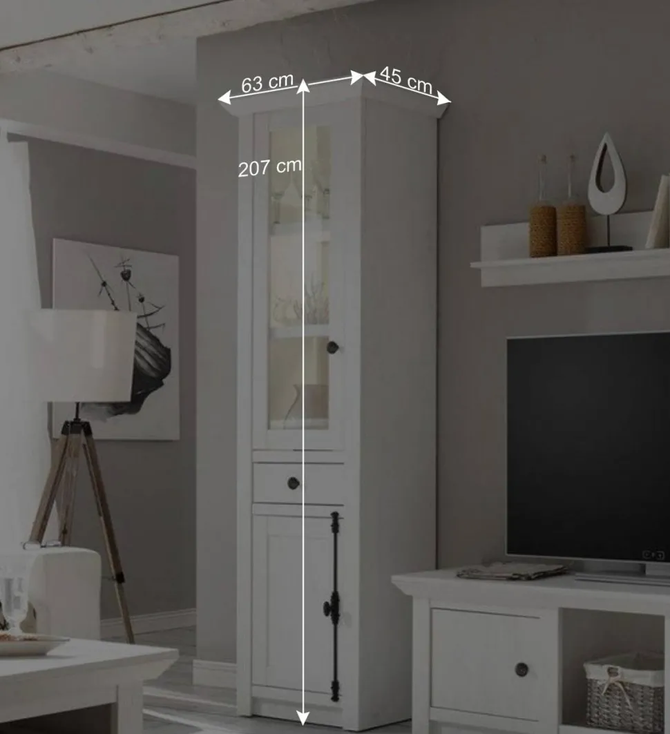 Schrankwand Chelles im weißem Landhaus-Stil (vierteilig)